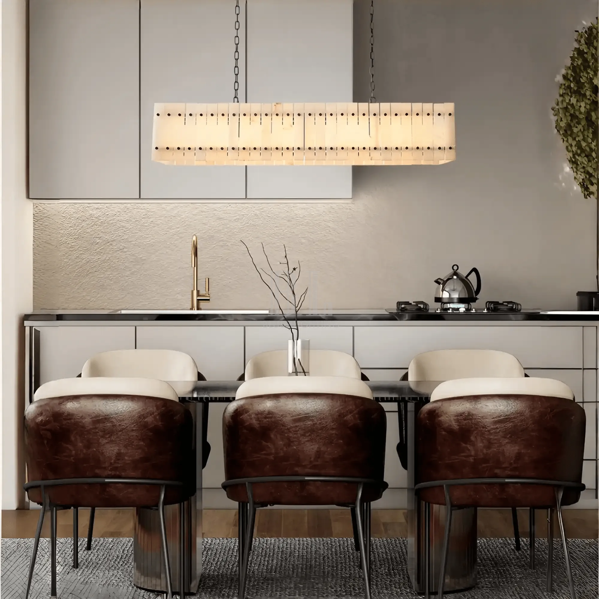 Sun Marco Alabaster Linear Chandelier 54" 72" - Blushlighting