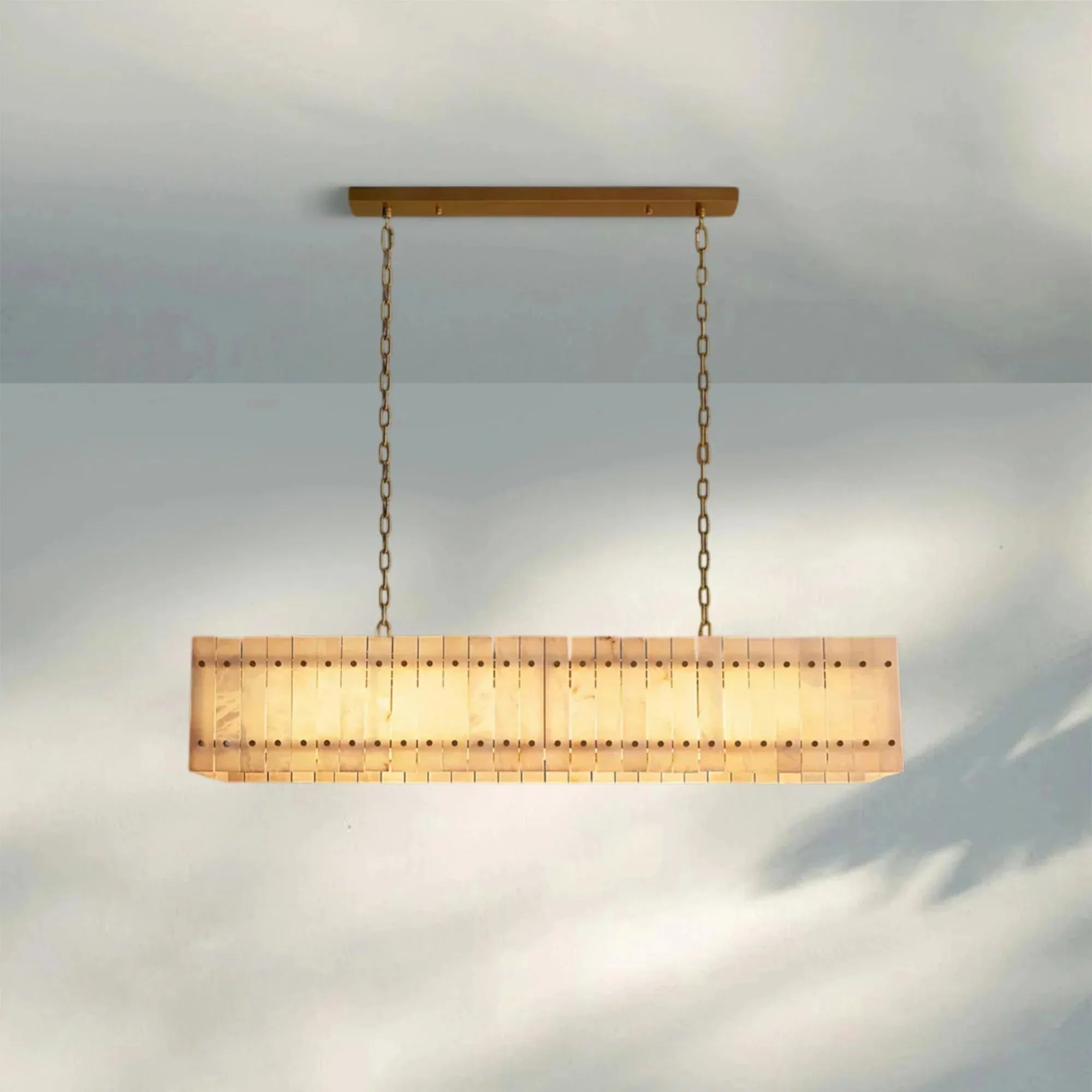 Sun Marco Alabaster Linear Chandelier 54" 72" - Blushlighting