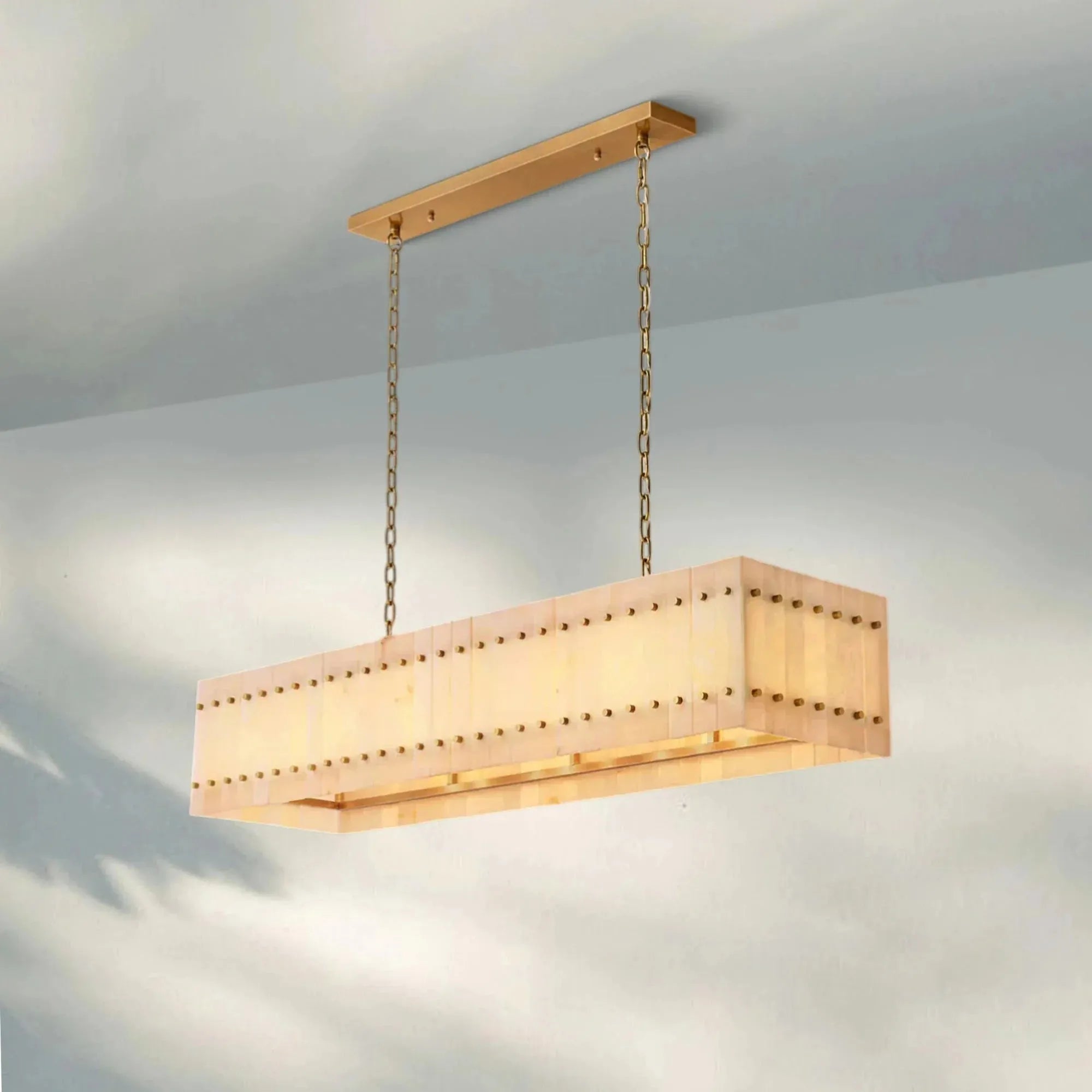 Sun Marco Alabaster Linear Chandelier 54" 72" - Blushlighting