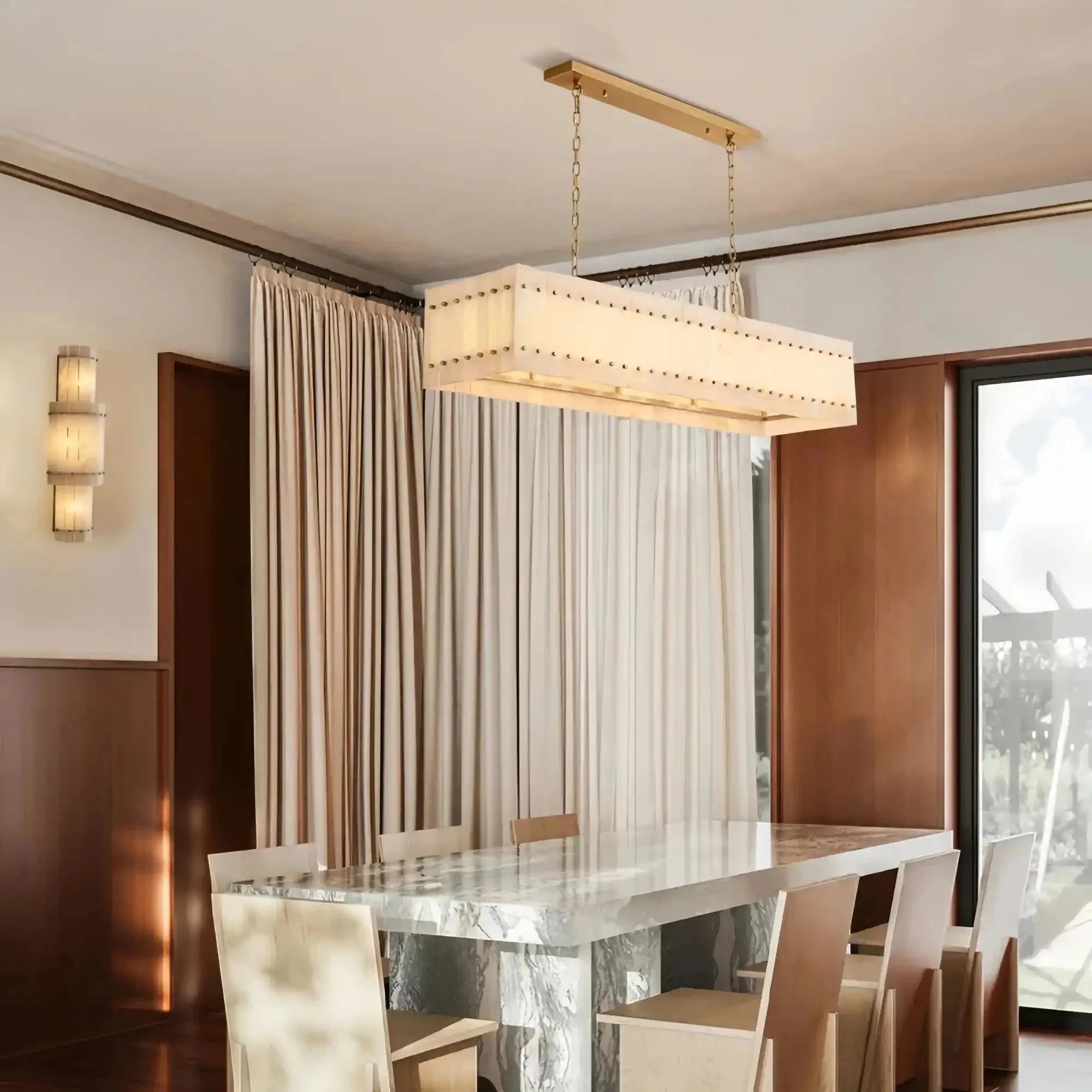 Sun Marco Alabaster Linear Chandelier 54" 72" - Blushlighting