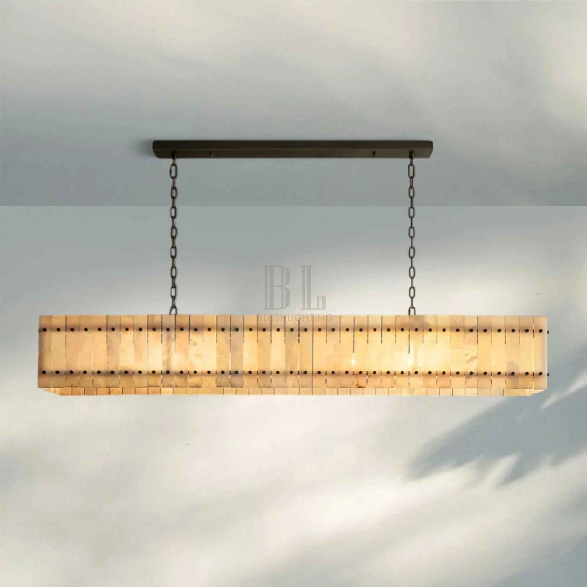 Sun Marco Alabaster Linear Chandelier 54" 72" - Blushlighting