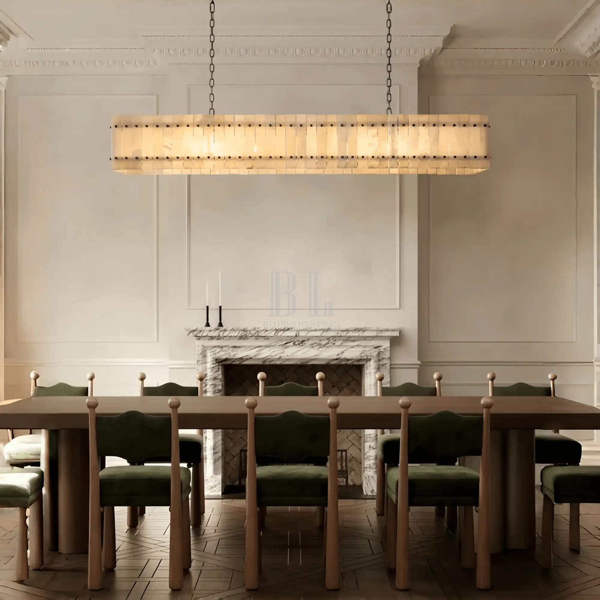 Sun Marco Alabaster Linear Chandelier 54" 72" - Blushlighting