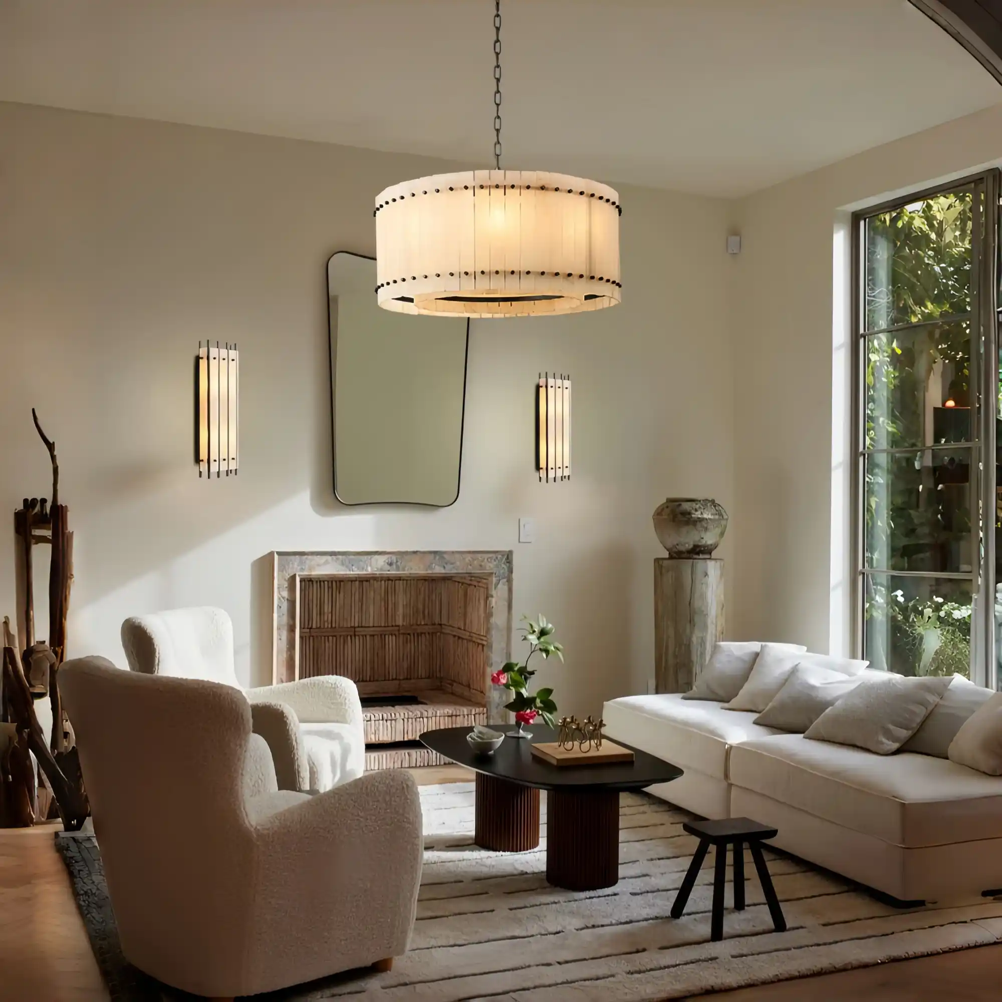 Sun Marco Alabaster Round Chandelier 22'' 37'' 48'' 60''-37''-Bronze-Blushlighting