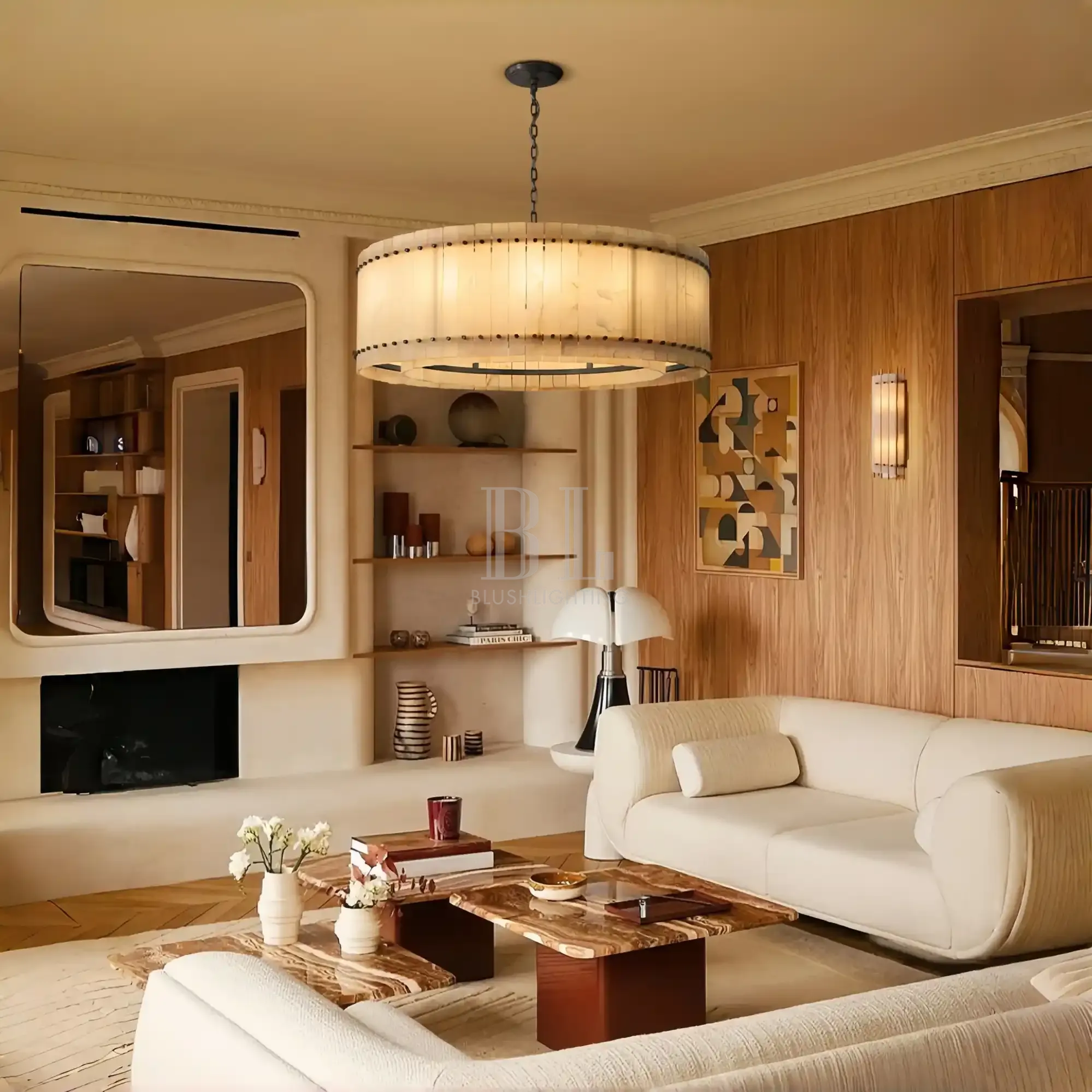 Sun Marco Alabaster Round Chandelier 22'' 37'' 48'' 60''-48''-Bronze-Blushlighting