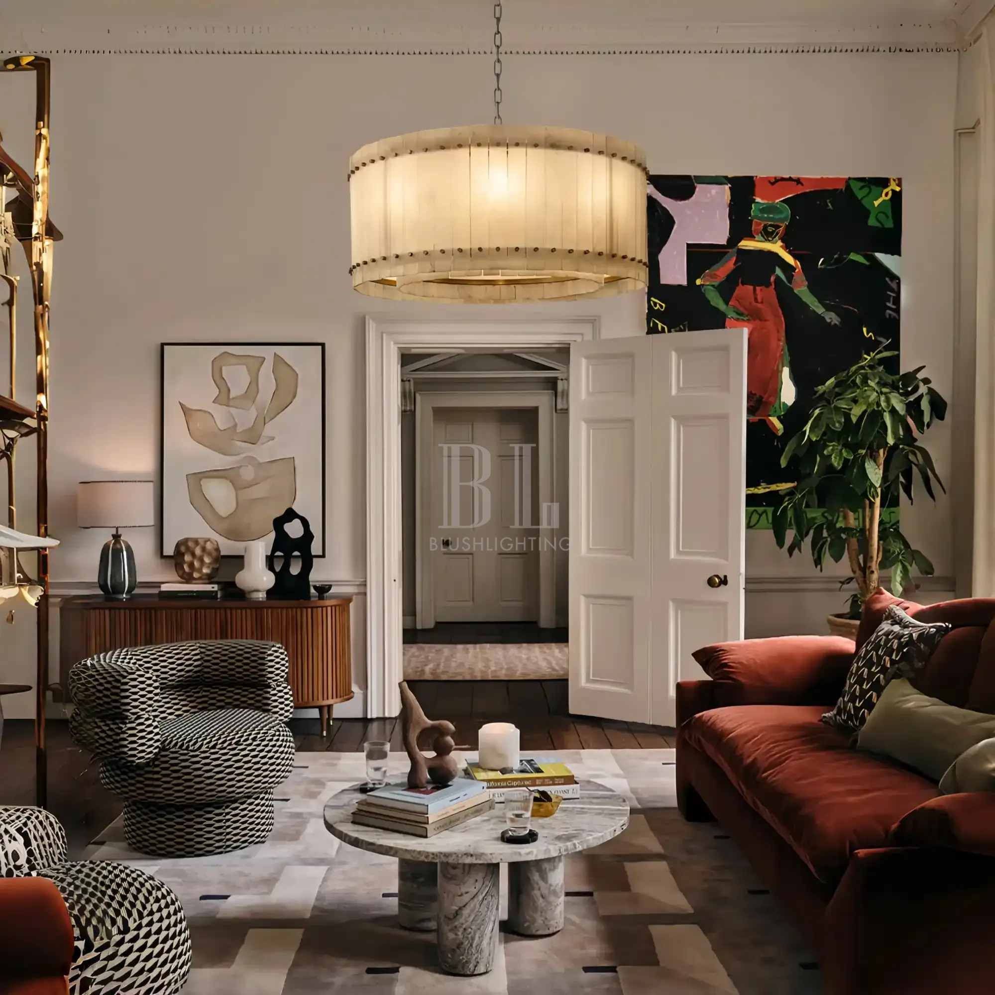 Sun Marco Alabaster Round Chandelier 22'' 37'' 48'' 60''-Blushlighting