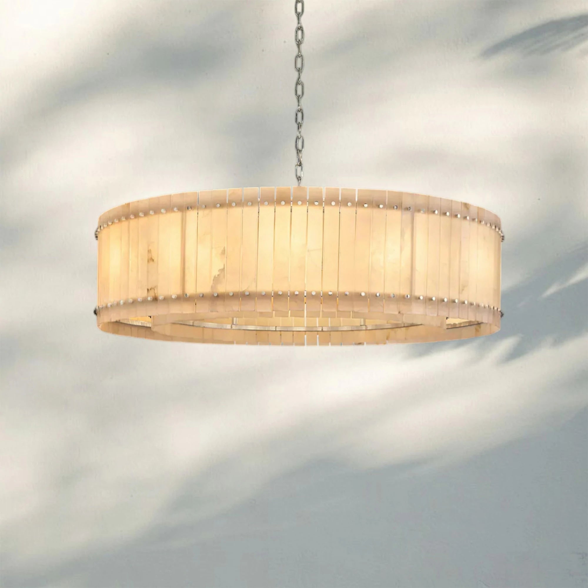 Sun Marco Alabaster Round Chandelier 22'' 37'' 48'' 60''-60''-Nickel-