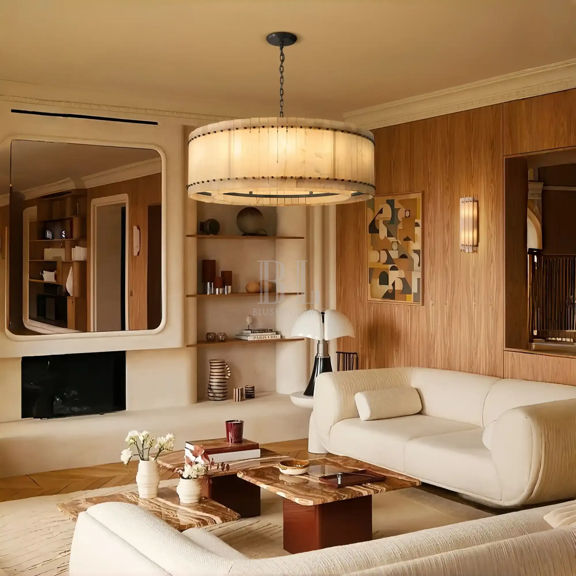 Sun Marco Alabaster Round Chandelier 22'' 37'' 48'' 60''-48''-Bronze-Blushlighting