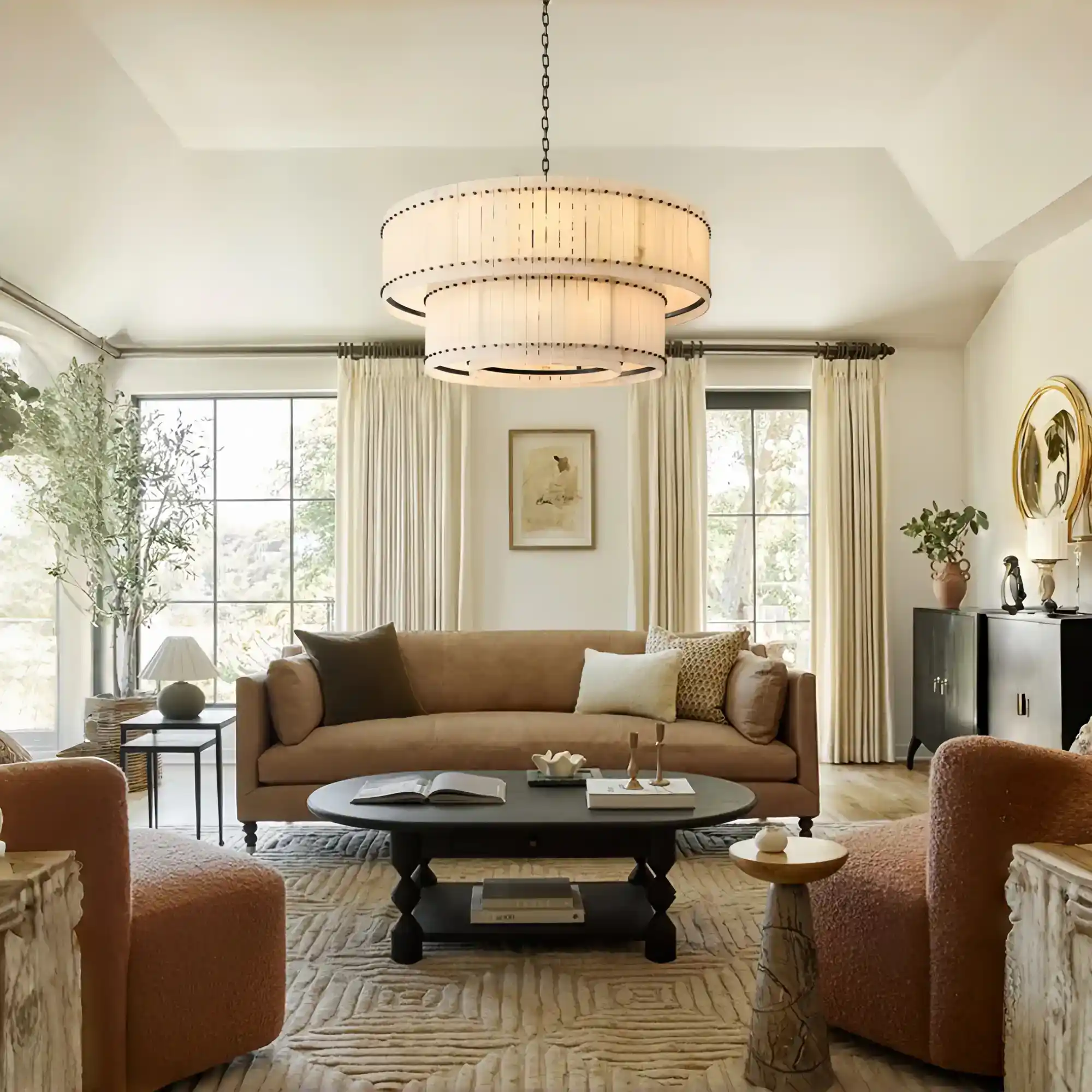 Sun Marco Alabaster Round Tiered Chandelier-Blushlighting