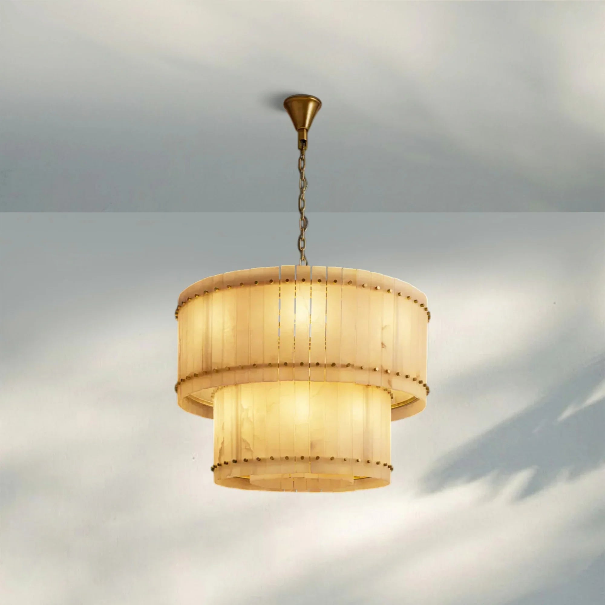 Sun Marco Alabaster Round Tiered Chandelier-