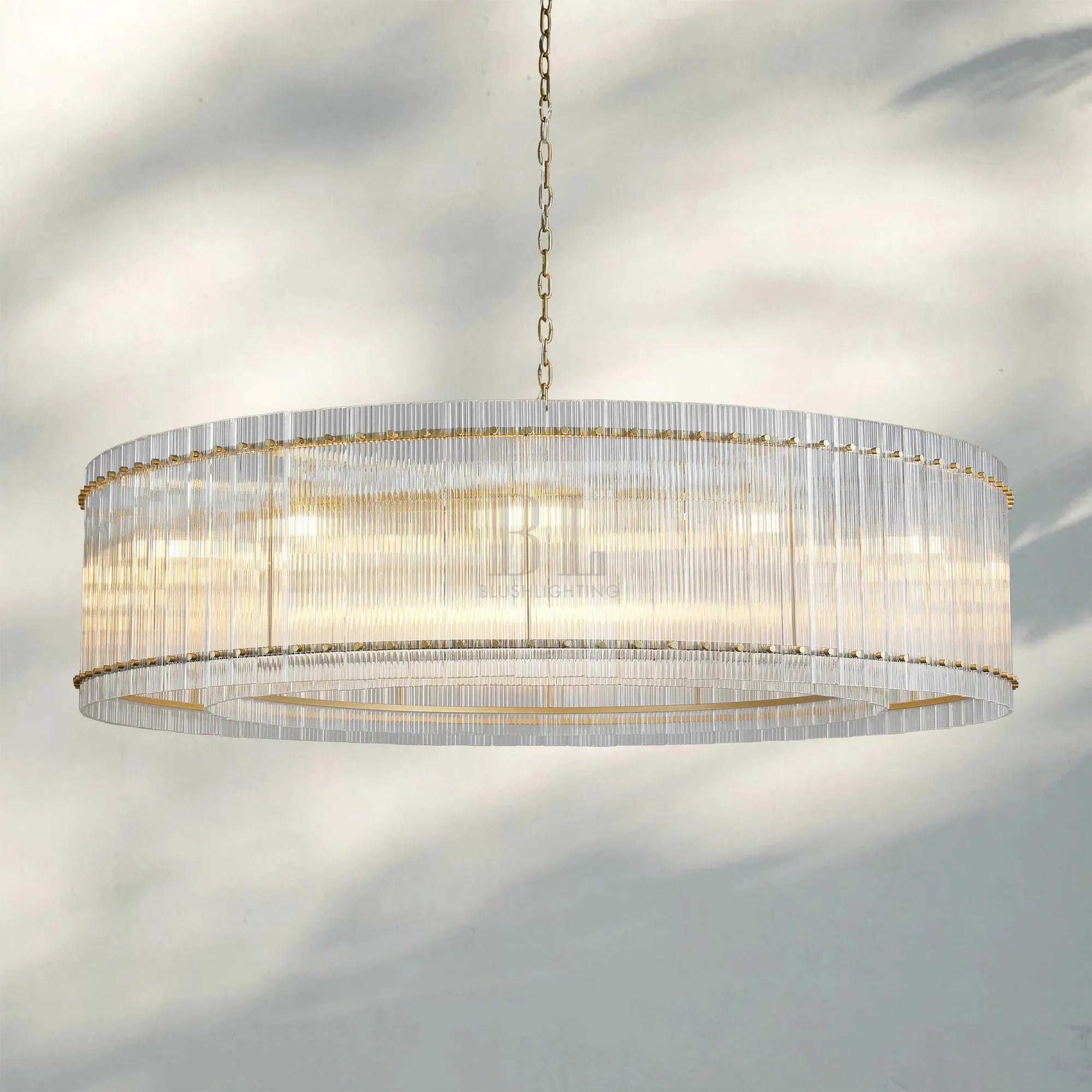 Sun Marco Crystal Round Chandelier-60''-Lacquered Brass-