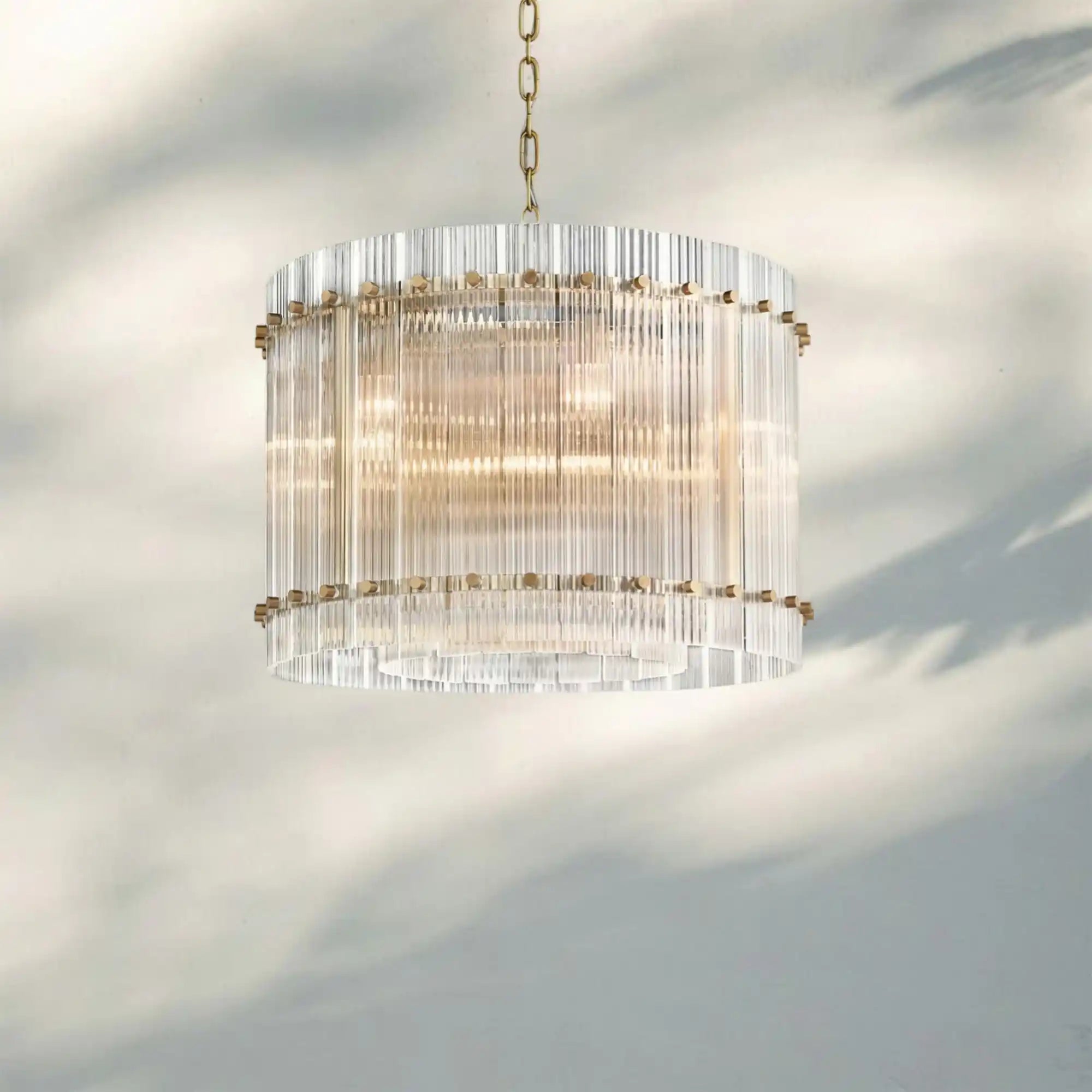 Sun Marco Crystal Round Chandelier-22''-Lacquered Brass-