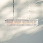 Sun Marco Modern Glass Rectangular Chandelier-Rectangular 54''-Polished Nickel-