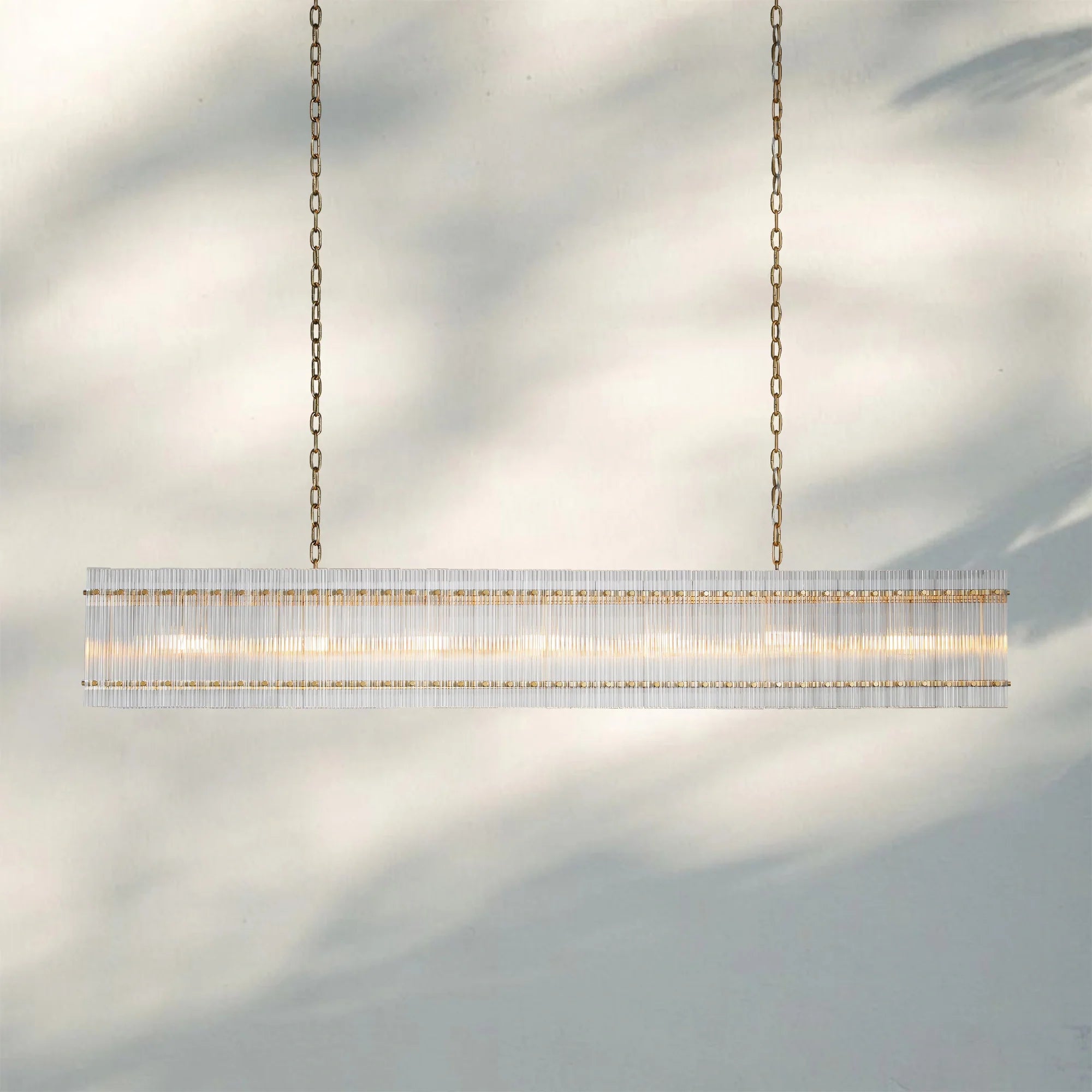 Sun Marco Modern Glass Rectangular Chandelier-Rectangular 72"-Lacquered Brass-
