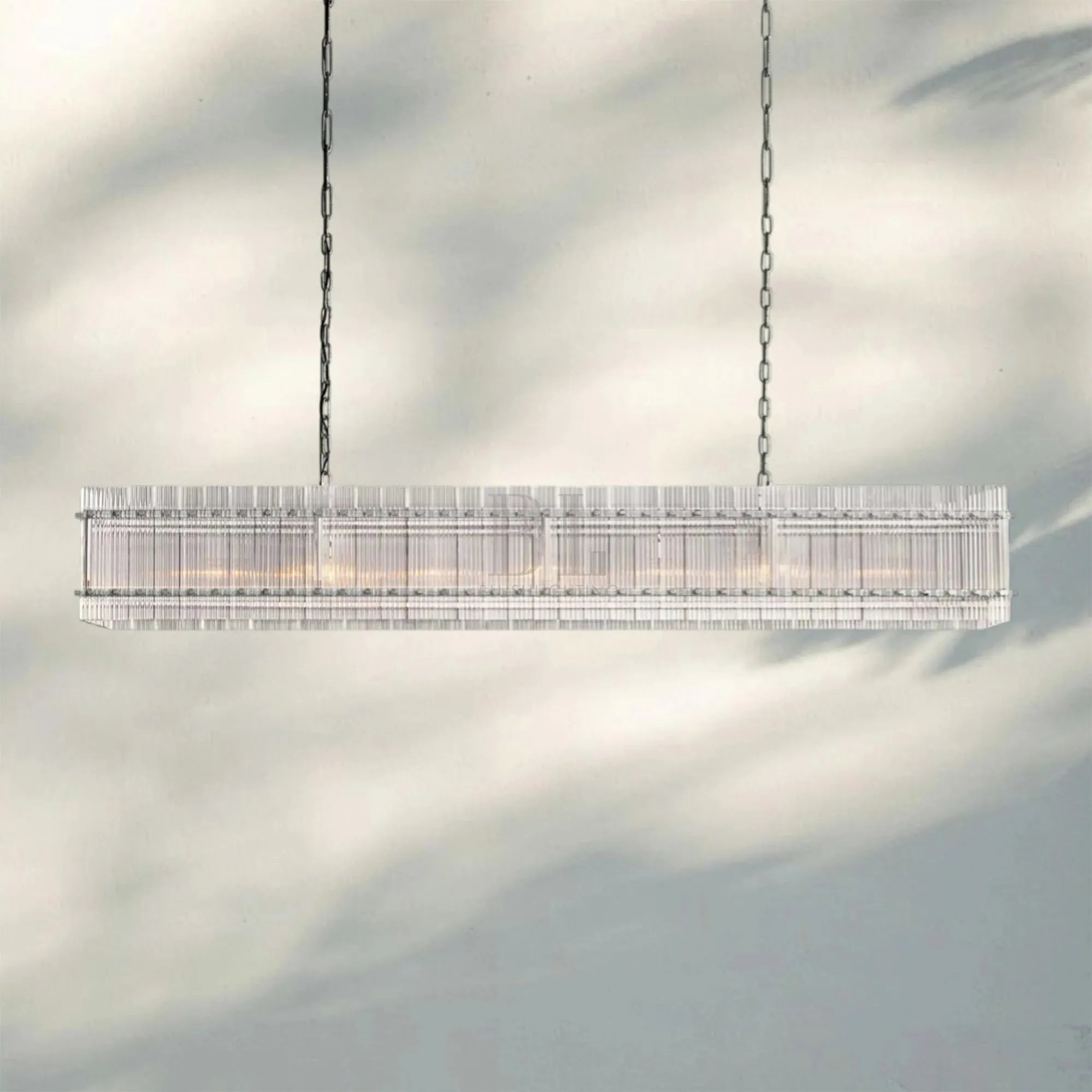 Sun Marco Modern Glass Rectangular Chandelier-Rectangular 72"-Polished Nickel-