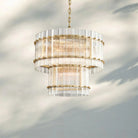 Sun Marco Modern Tierd Glass Round Chandelier-2-Tier Round 22''-Lacquered Brass-