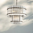 Sun Marco Modern Tierd Glass Round Chandelier-2-Tier Round 37"-Matte Black-