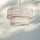 Sun Marco Modern Tierd Glass Round Chandelier-2-Tier Round 48"-Lacquered Brass-
