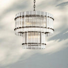 Sun Marco Modern Tierd Glass Round Chandelier-2-Tier Round 37"-Matte Black-
