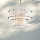 Sun Marco Modern Tierd Glass Round Chandelier-2-Tier Round 37"-Polished Nickel-