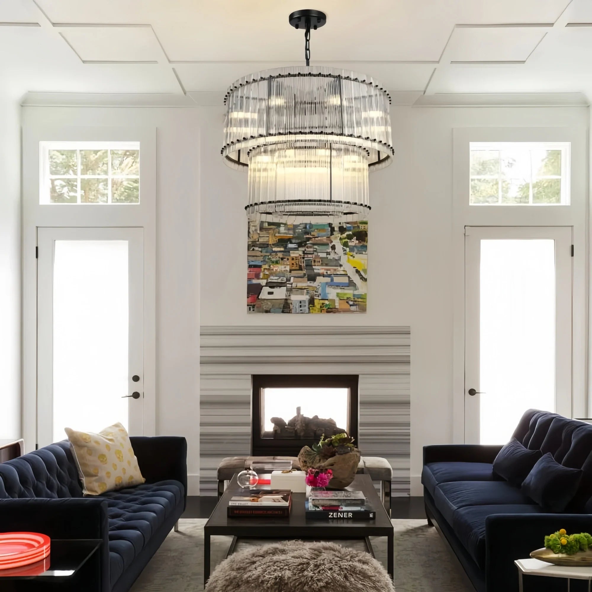 Sun Marco Modern Tierd Glass Round Chandelier-