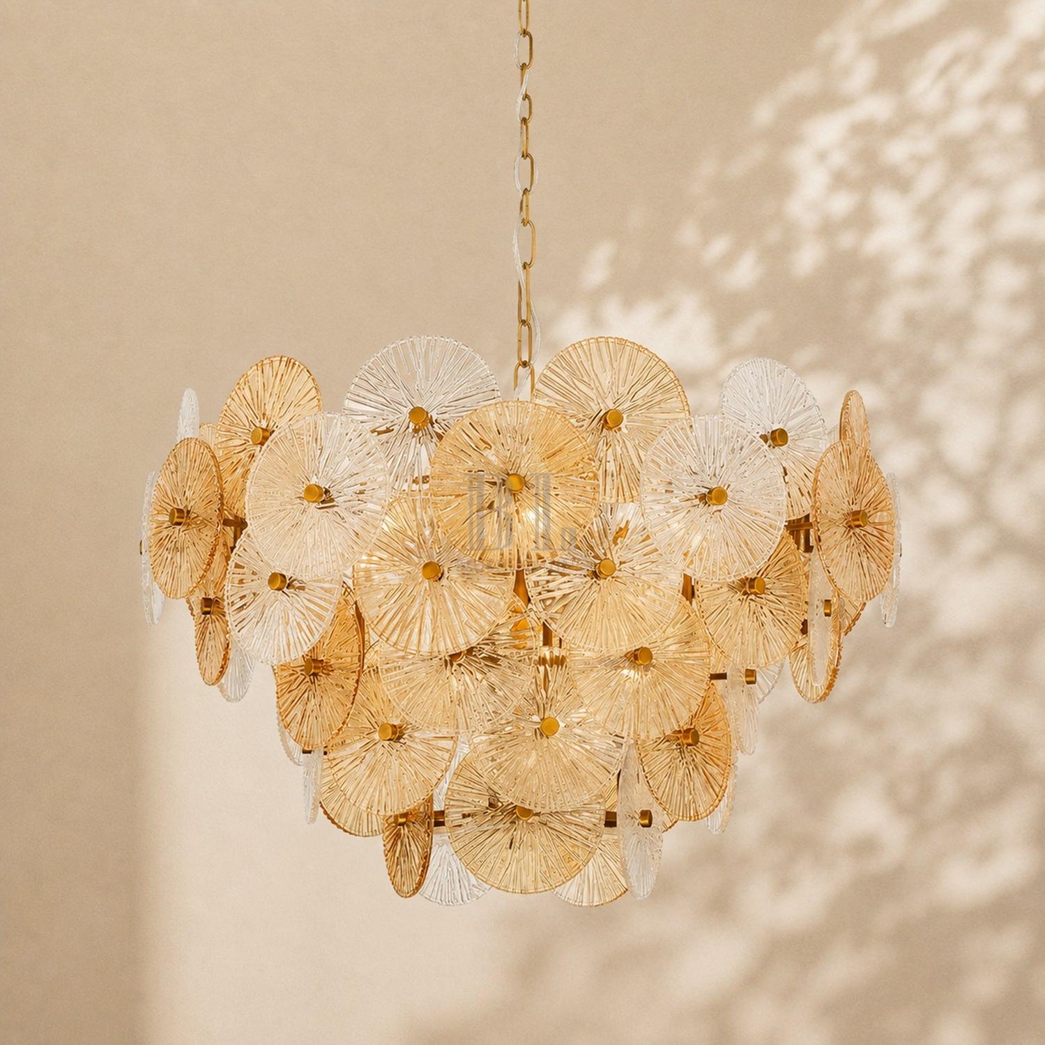 Suna Round Chandelier 12 Light 30"W - Blushlighting