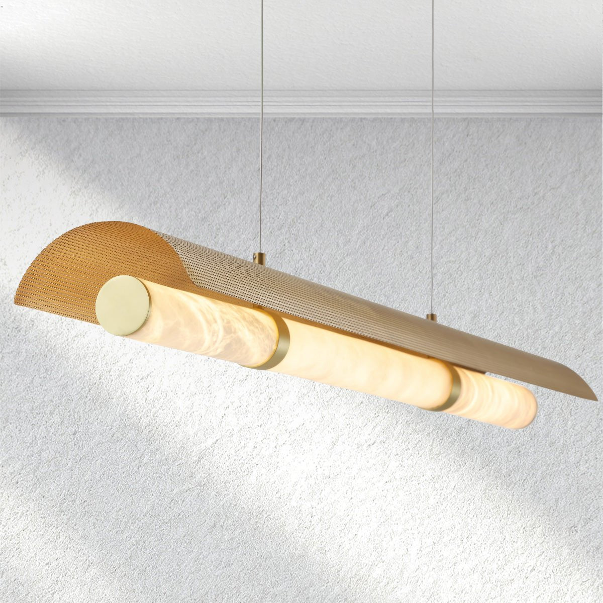 Swaroevan Mirage Alabaster Linear Chandelier - Blushlighting