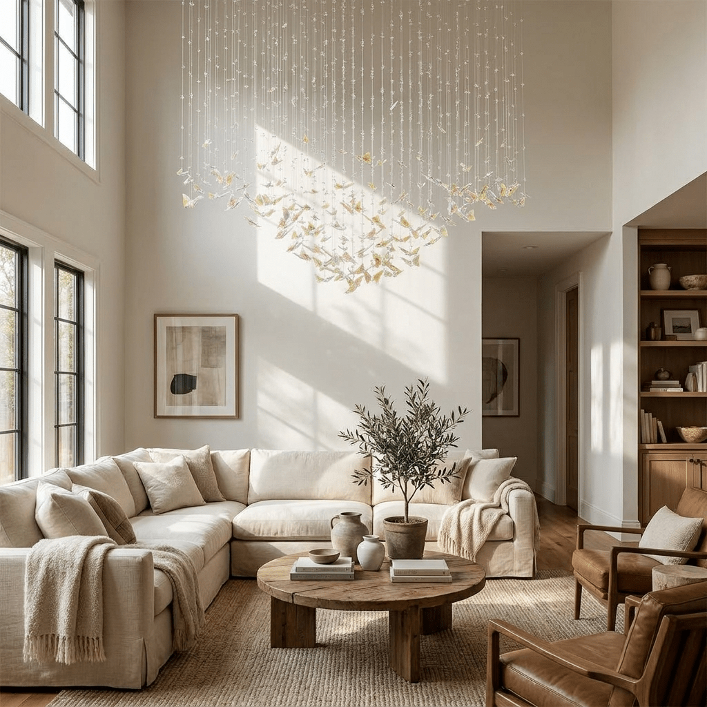 Sylvane LED K9 Crystal Branch Chandelier - L 59.1″ × W 11.8″ × H 59.1″Amber & ClearWarm LightBlushlighting