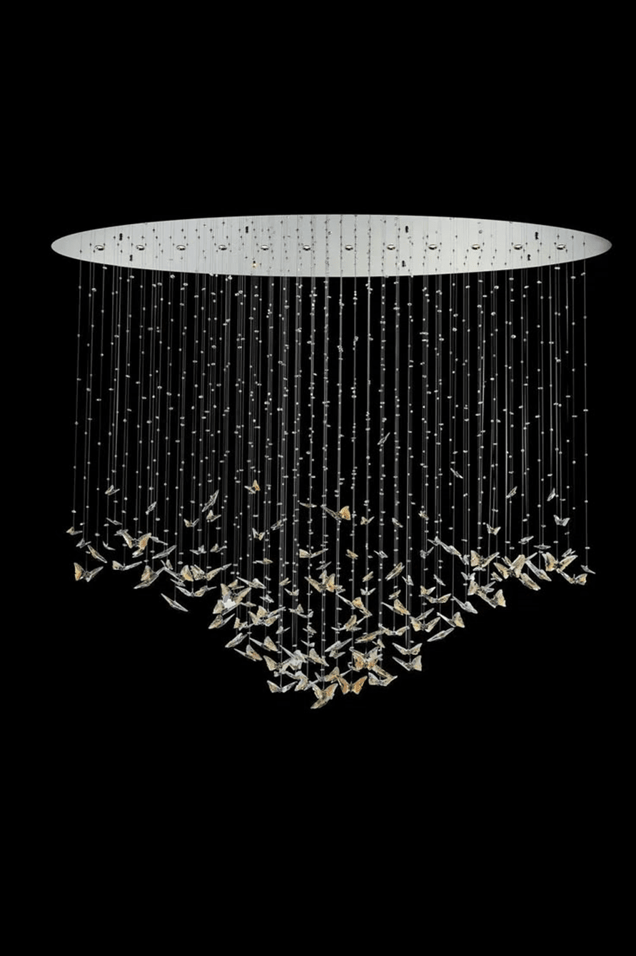 Sylvane LED K9 Crystal Branch Chandelier - L 59.1″ × W 11.8″ × H 59.1″Amber & ClearWarm LightBlushlighting