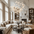 Sylvara Ceramic Blossom Chandelier - Dia 23.6″ × H 39.4″Gold & WhiteWarm LightBlushlighting