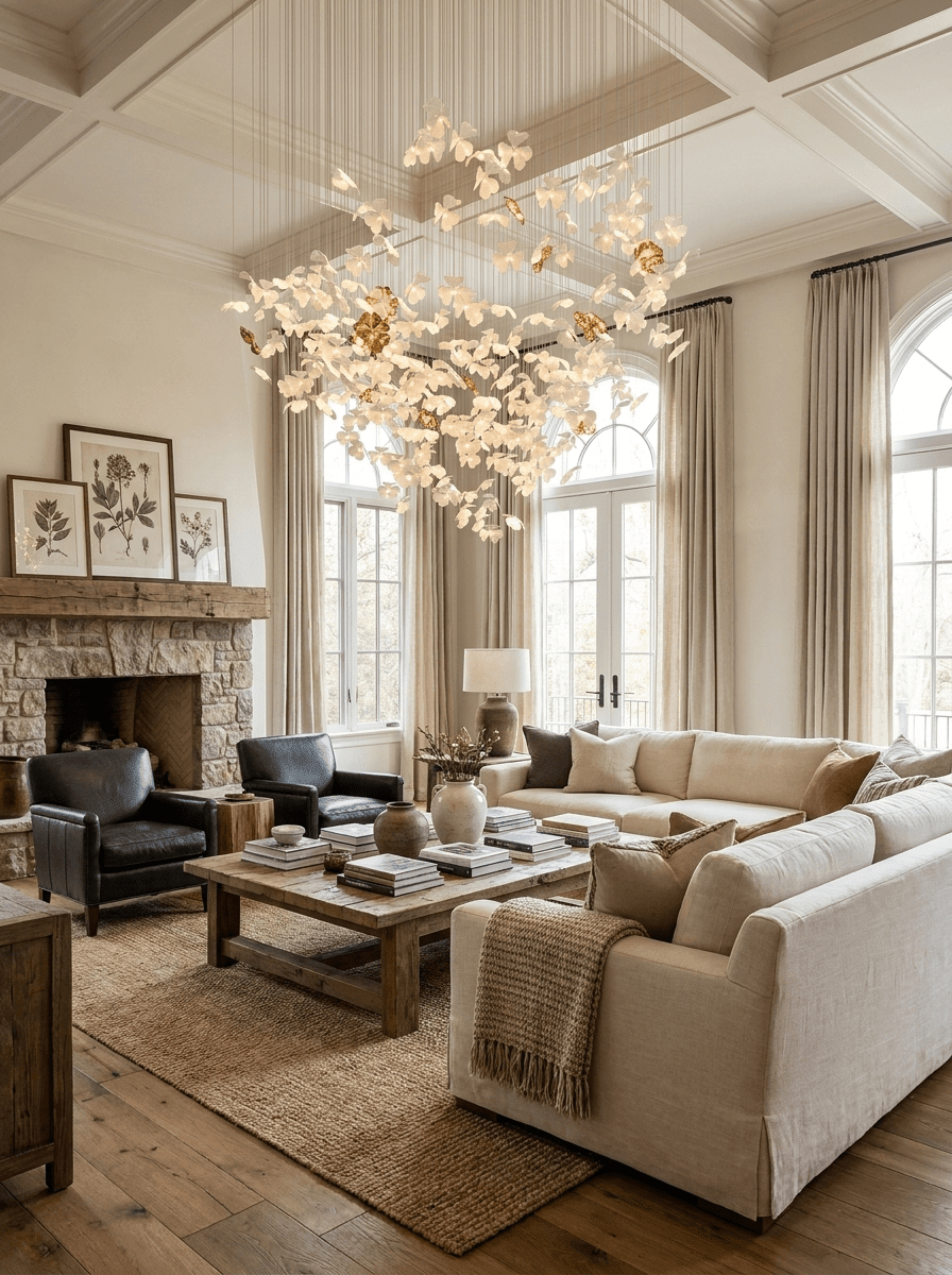 Sylvara Ceramic Blossom Chandelier - Dia 23.6″ × H 39.4″Gold & WhiteWarm LightBlushlighting