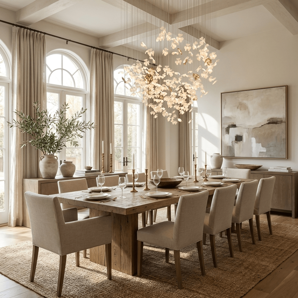 Sylvara Ceramic Blossom Chandelier - Dia 23.6″ × H 39.4″Gold & WhiteWarm LightBlushlighting