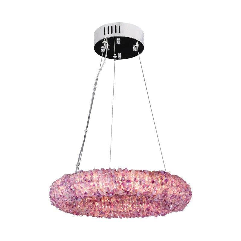 Tadeo Purple Rock Crystal Round Luxury Chandelier-Blushlighting-Blushlighting