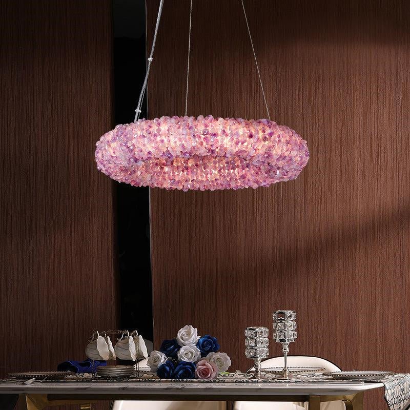 Tadeo Purple Rock Crystal Round Luxury Chandelier-Blushlighting-Blushlighting