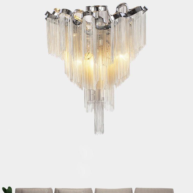 Tassel Aluminum Chain Ceiling Lighting - D39"Blushlighting
