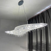 Luxury S-shaped Waved Clear Crystal Chandelier in Black/Blue for Dining Room/Living Room