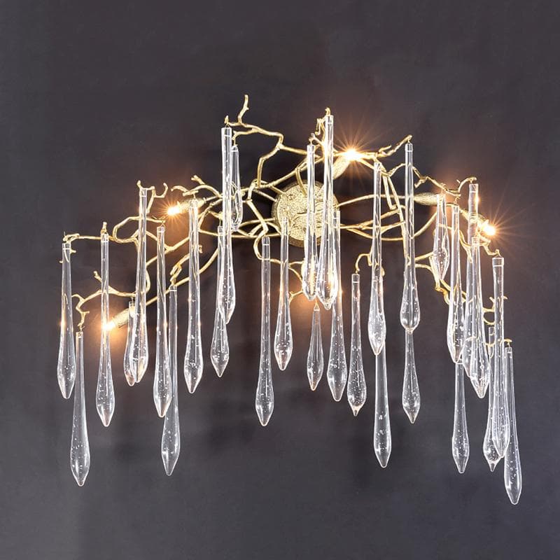 Teardrop Crystal Branch Brass Wall Sconce-W45" X D24" X H80"-Blushlighting