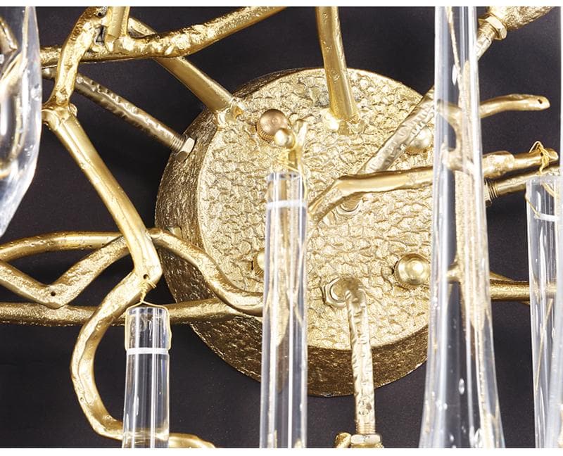 Teardrop Crystal Branch Brass Wall Sconce-Blushlighting