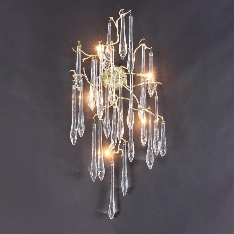 Teardrop Crystal Branch Brass Wall Sconce-W18" X D18" X H47"-Blushlighting
