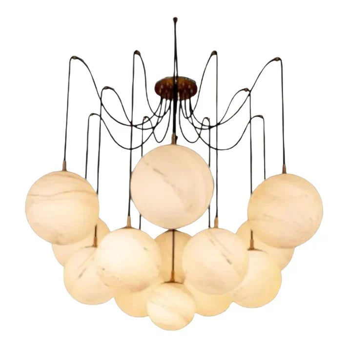 Terry Spider Alabaster Ball Chandelier, Luxurious Alabaster Chandelier Chandelier Kevin Studio Inc   