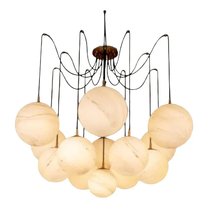 Terry Spider Alabaster Ball Chandelier, Luxurious Alabaster Chandelier Chandelier Kevin Studio Inc   