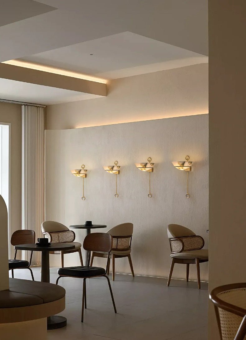 Tether Alabaster Wall Light - Diameter 10.2 in x H 21.7 inGold & WhiteBlushlighting