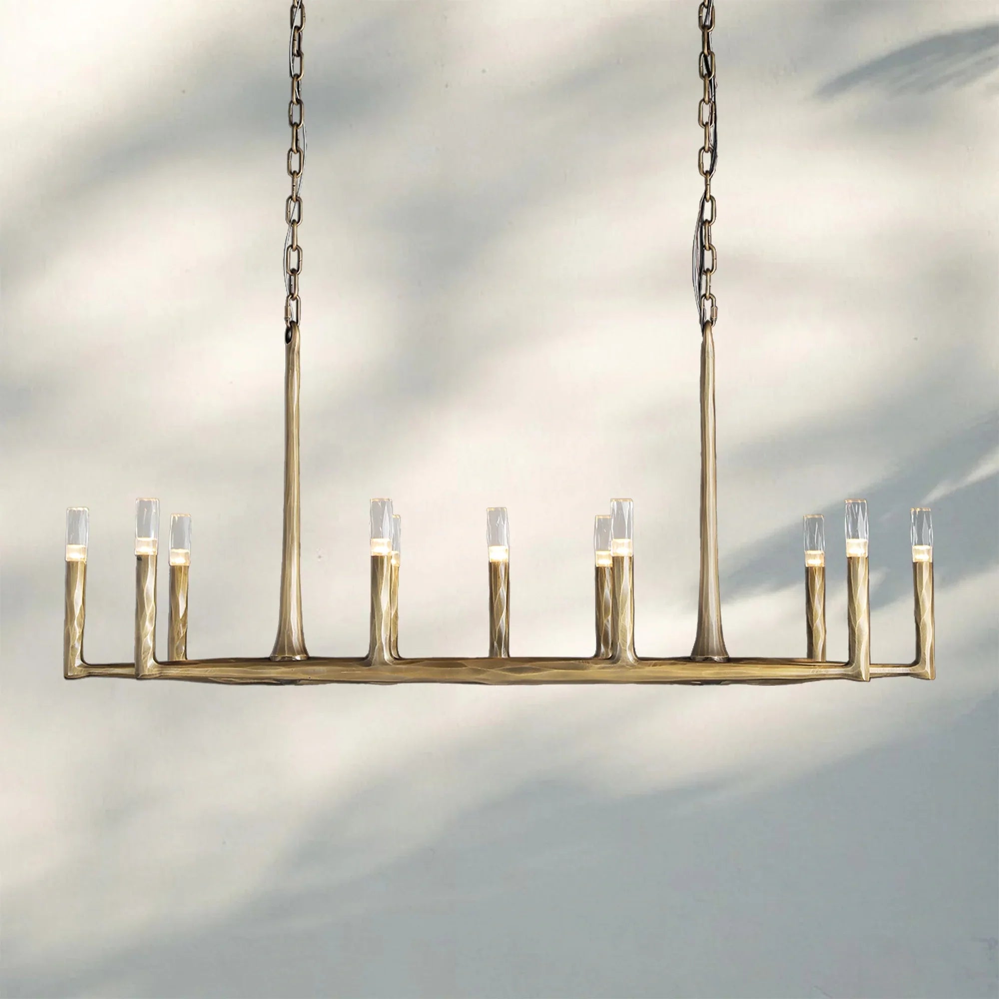 Thaddaus Hand-Forged Rectangle Chandelier 54'' 72''-54''-Brass-