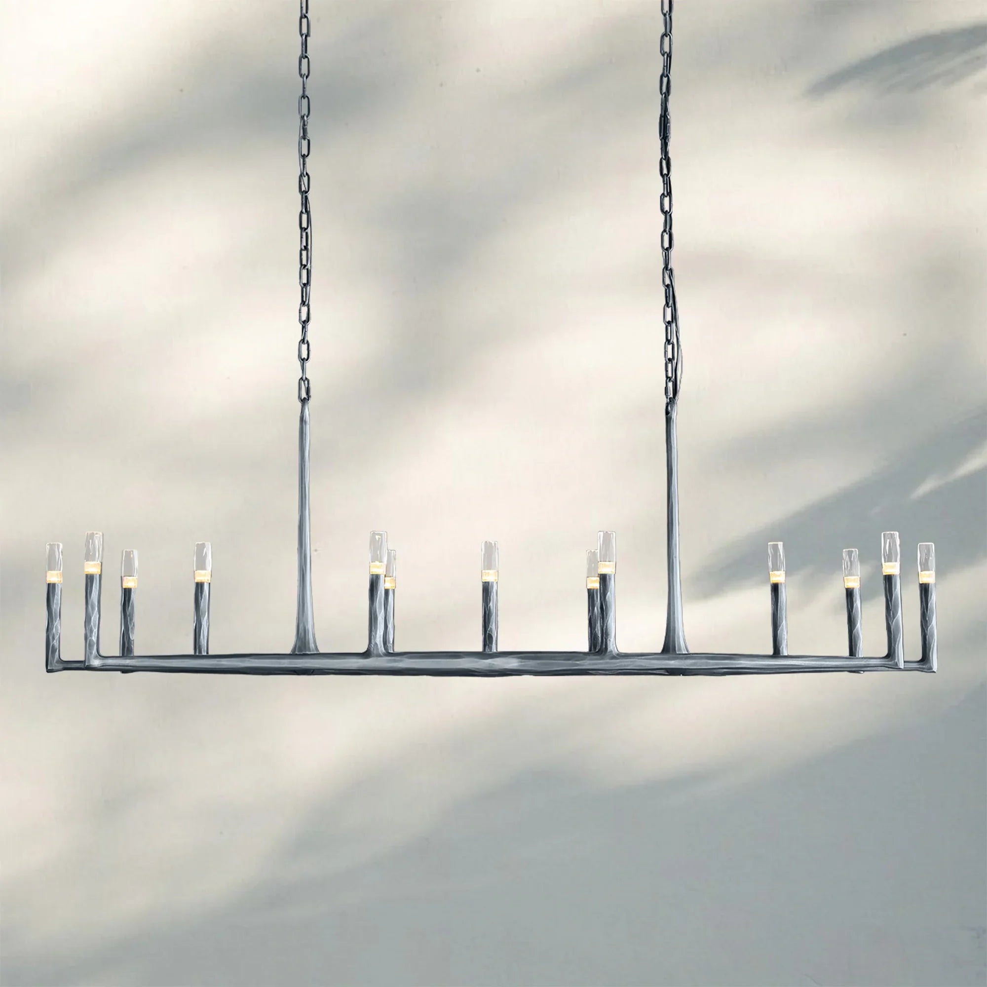 Thaddaus Hand-Forged Rectangle Chandelier 54'' 72''-72''-Pewter-