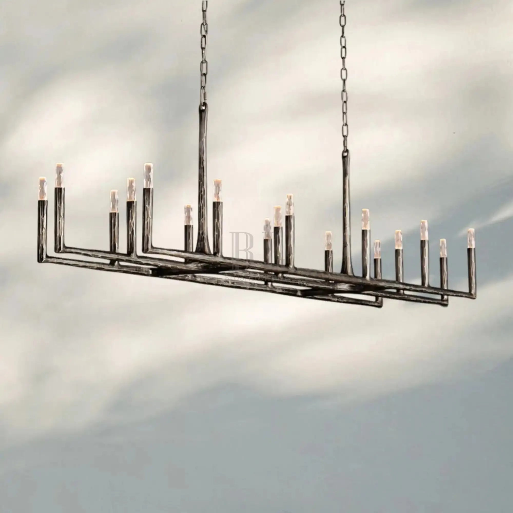 Thaddaus Hand-Forged Rectangle Chandelier 54'' 72''-96''-Bronze-