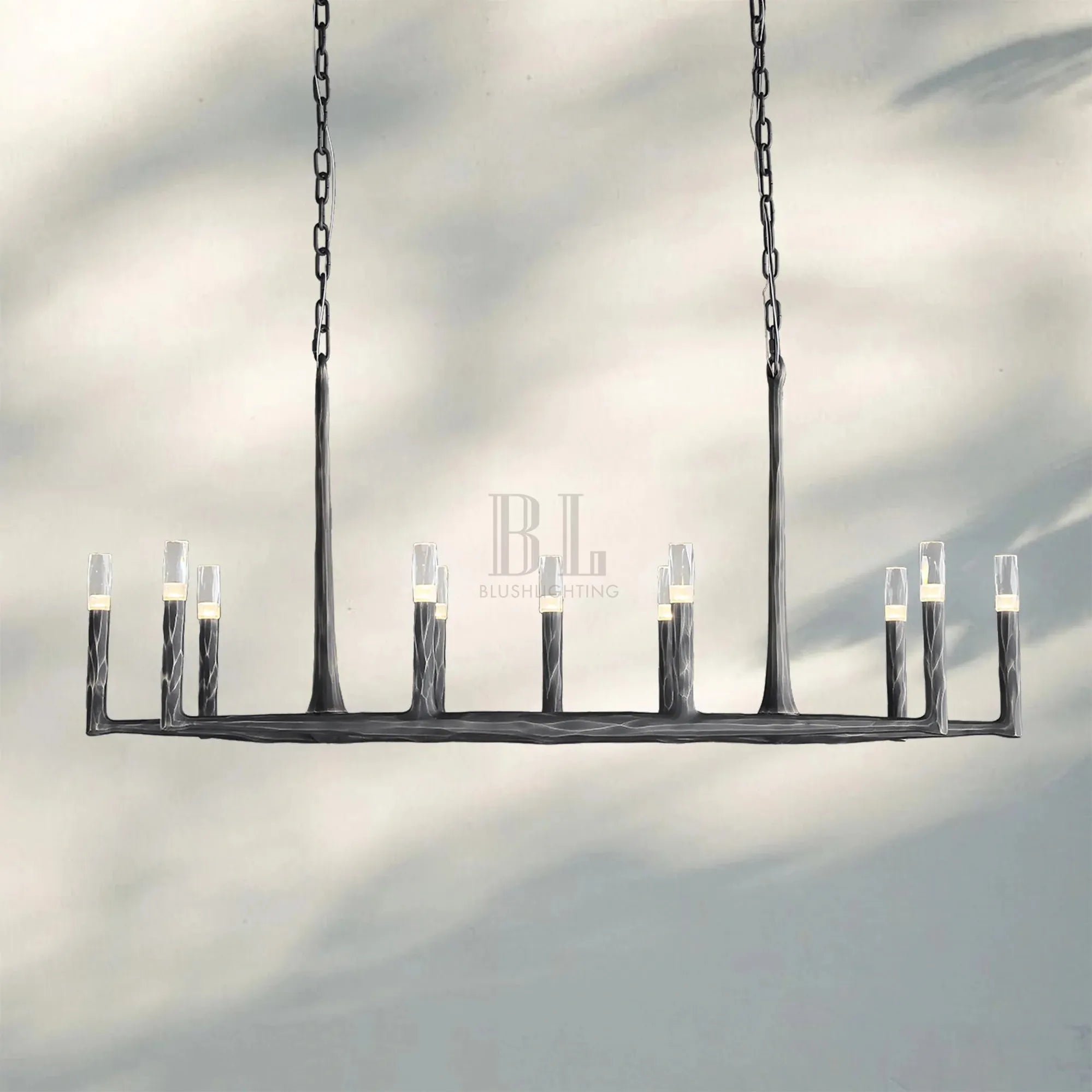 Thaddaus Hand-Forged Rectangle Chandelier 54'' 72''-54''-Bronze-