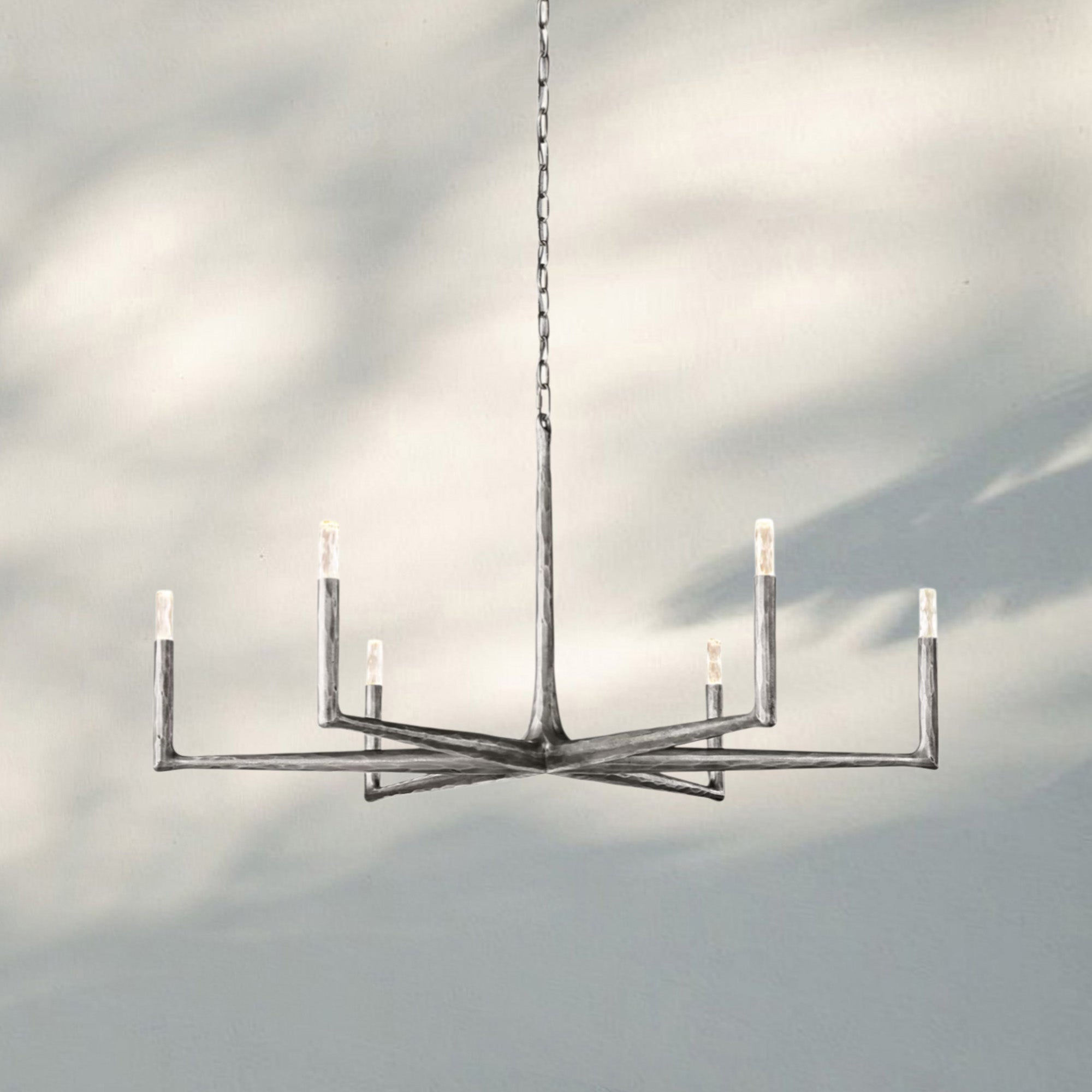 Thaddaus Hand-Forged Round Chandelier Stylish Hanging Light for Dining Area-48''-Pewter-