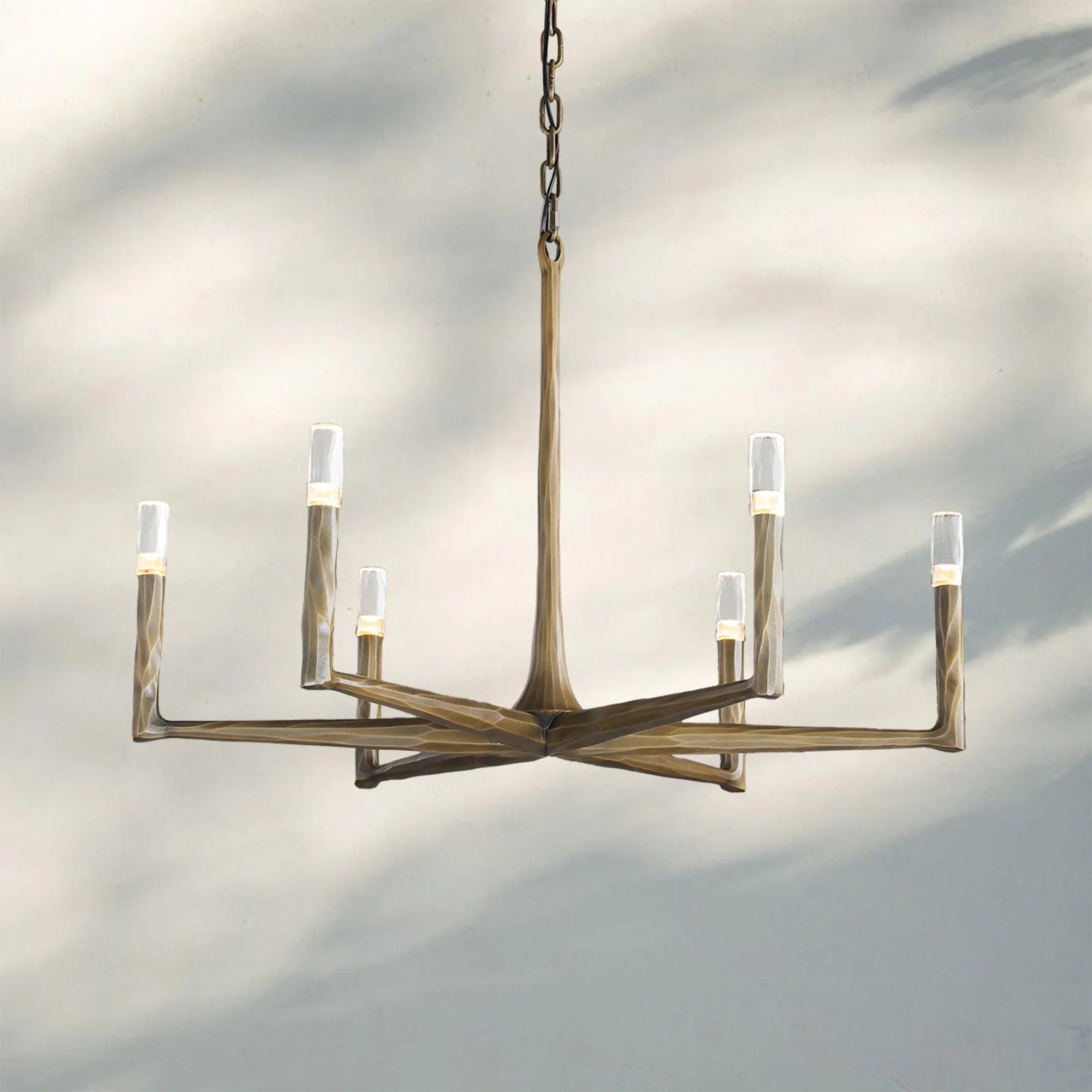 Thaddaus Hand-Forged Round Chandelier Stylish Hanging Light for Dining Area-36''-Brass-