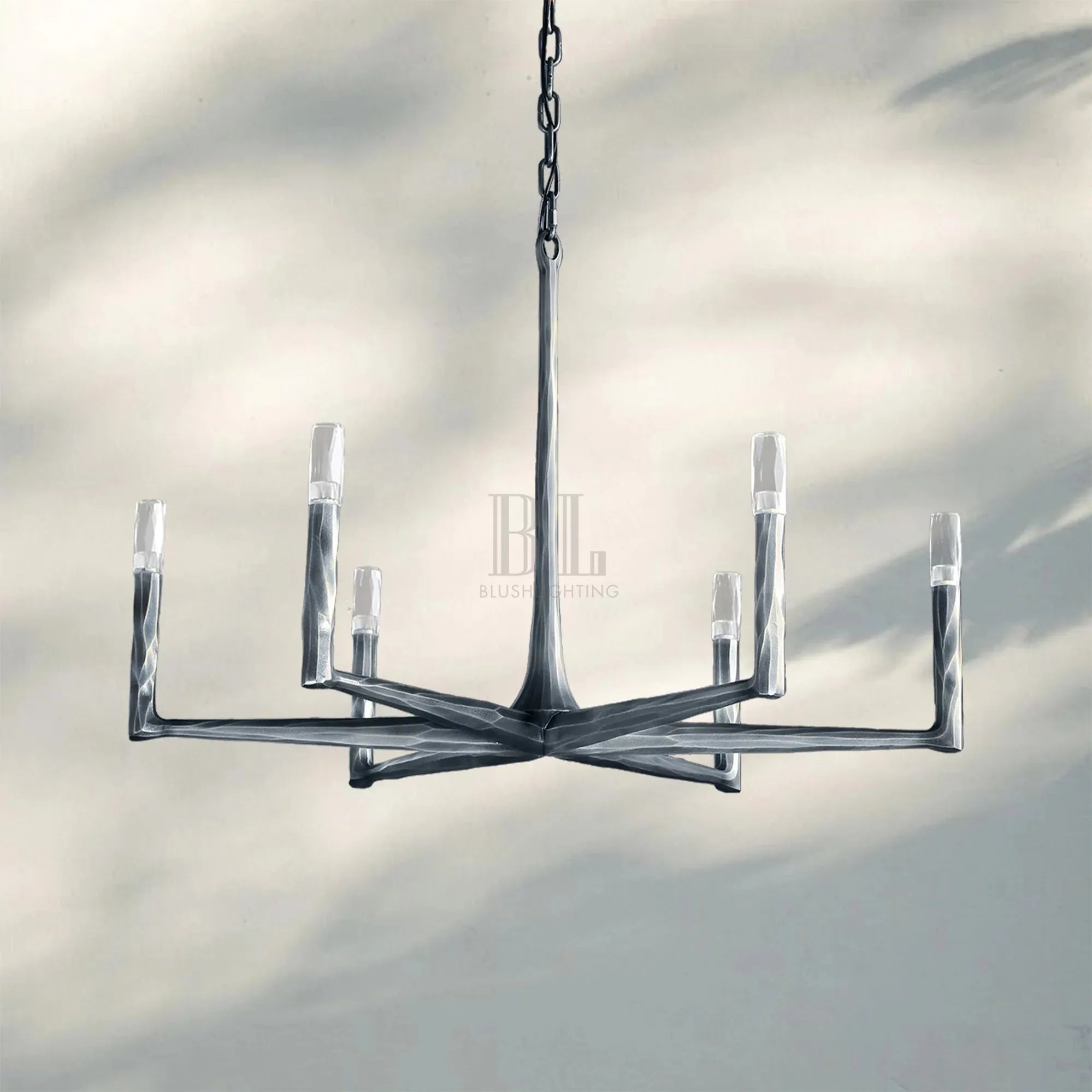 Thaddaus Hand-Forged Round Chandelier Stylish Hanging Light for Dining Area-