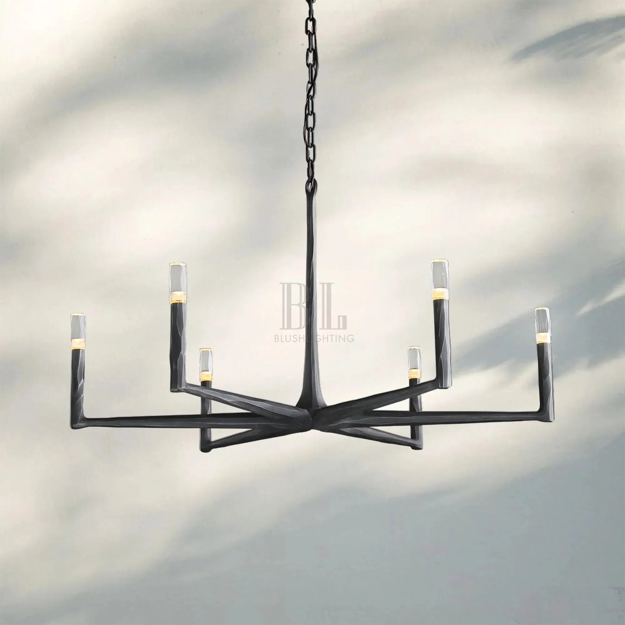 Thaddaus Hand-Forged Round Chandelier Stylish Hanging Light for Dining Area-