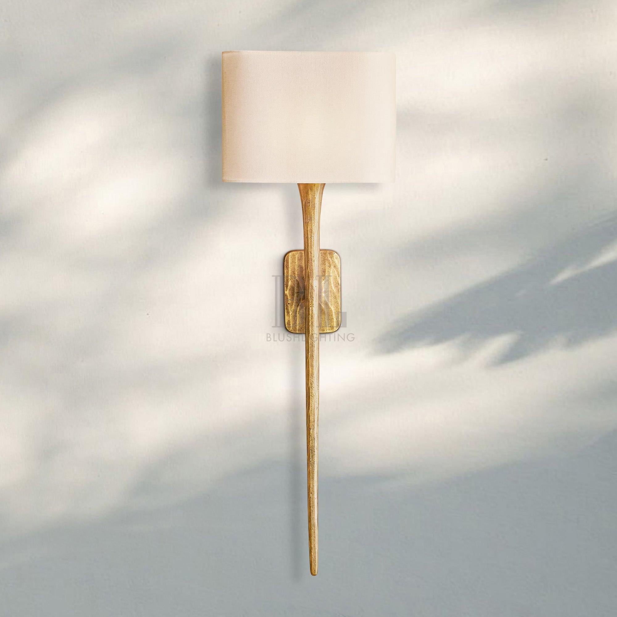 Thaddaus Grand Shaded Sconce-Forged Brass-